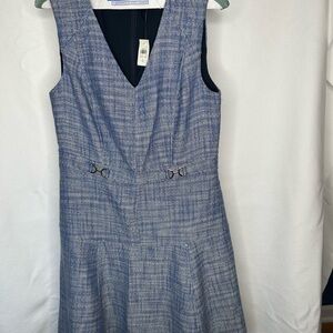 Ann Taylor Navy Plaid Midi Dress